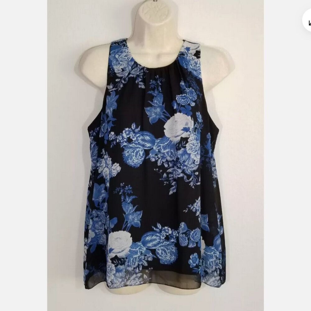 VINCE CAMUTO Cabbage Rose Toile Chiffon Top 6186E1M